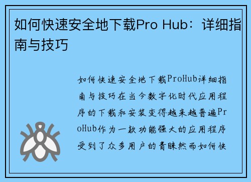 如何快速安全地下载Pro Hub：详细指南与技巧